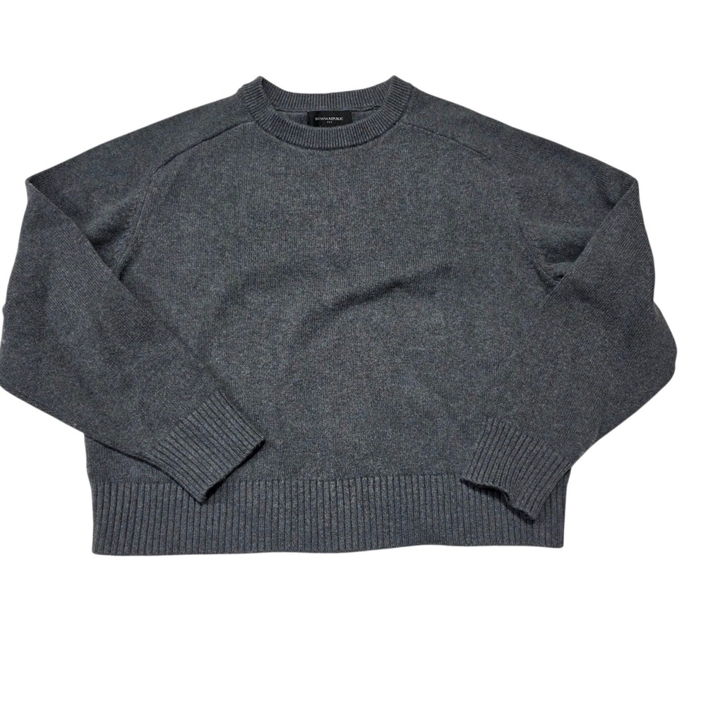 Banana Republic Perfectly Soft Crew-Neck Sweater Women Medium Gray Cotton Wool